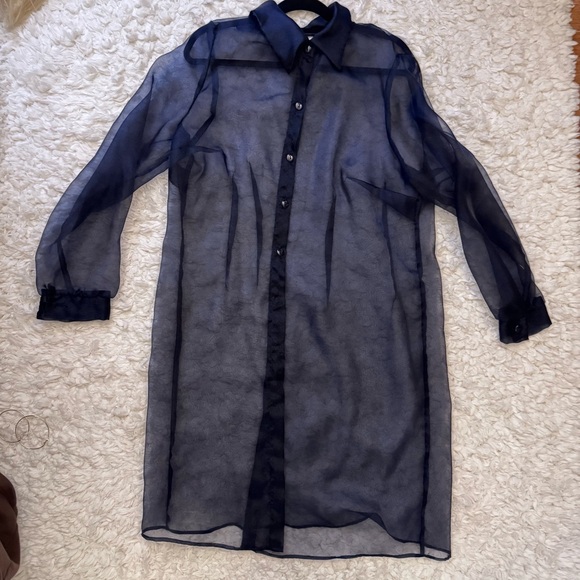 Vintage Long sheet cover up  Navy Midi Dress - Picture 9 of 14